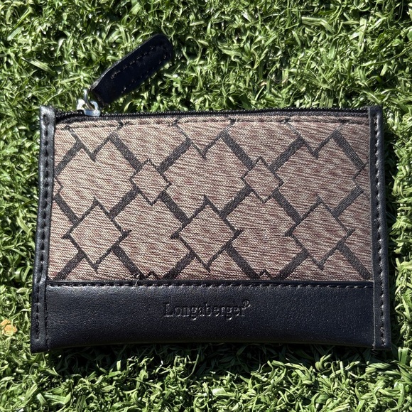 Longaberger Black & Brown Coin Purse - Mini Change ID Card Wallet - Picture 1 of 10